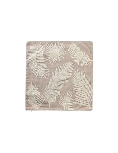 Funda de cojín DKD Home Decor Hojas Marrón 50 x 1 x 50 cm