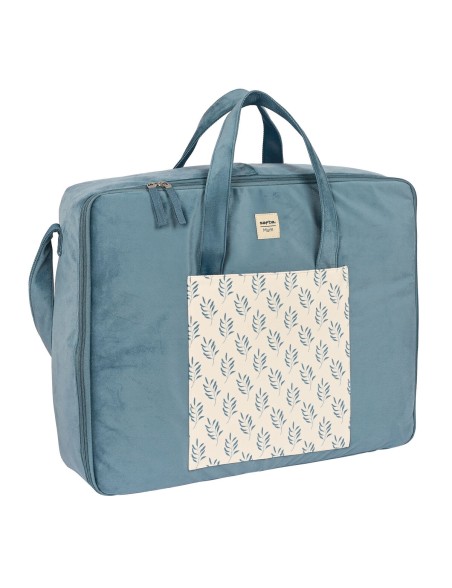Suitcase Safta Leaves Turquoise (50 x 40 x 14 cm)