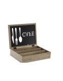 Range-couverts DKD Home Decor Marron Noir Métal Aluminium Bois MDF Vintage 25 x 18 x 6 cm