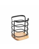 Range-couverts DKD Home Decor 12 x 12 x 14,5 cm Naturel Noir Acier
