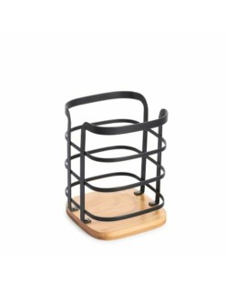 Besteckkasten DKD Home Decor 12 x 12 x 14,5 cm natürlich Schwarz Stahl