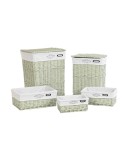Set di Cestini DKD Home Decor Verde vimini 44 x 34 x 56 cm 5 Pezzi