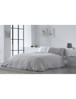 Capa nórdica Naturals ELBA Cinzento claro Solteiro (150 x 220 cm)