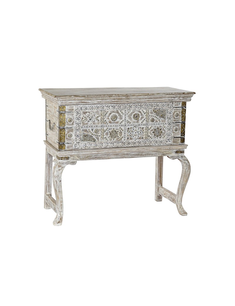 Coffre DKD Home Decor Laiton Bois de manguier À pied 90 x 40 x 80 cm