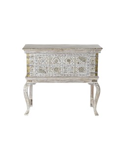 Coffre DKD Home Decor Laiton Bois de manguier À pied 90 x 40 x 80 cm