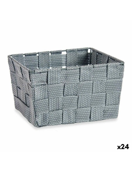 Cestino Kipit A3-6878 Grigio Stoffa 15 x 10,5 x 20 cm Intrecciato (24 Unità)