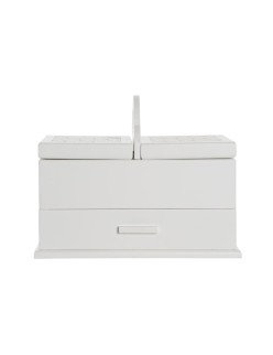 Scatola-Portagioie DKD Home Decor Cristallo Bianco Avorio Legno MDF 30 x 17 x 24 cm