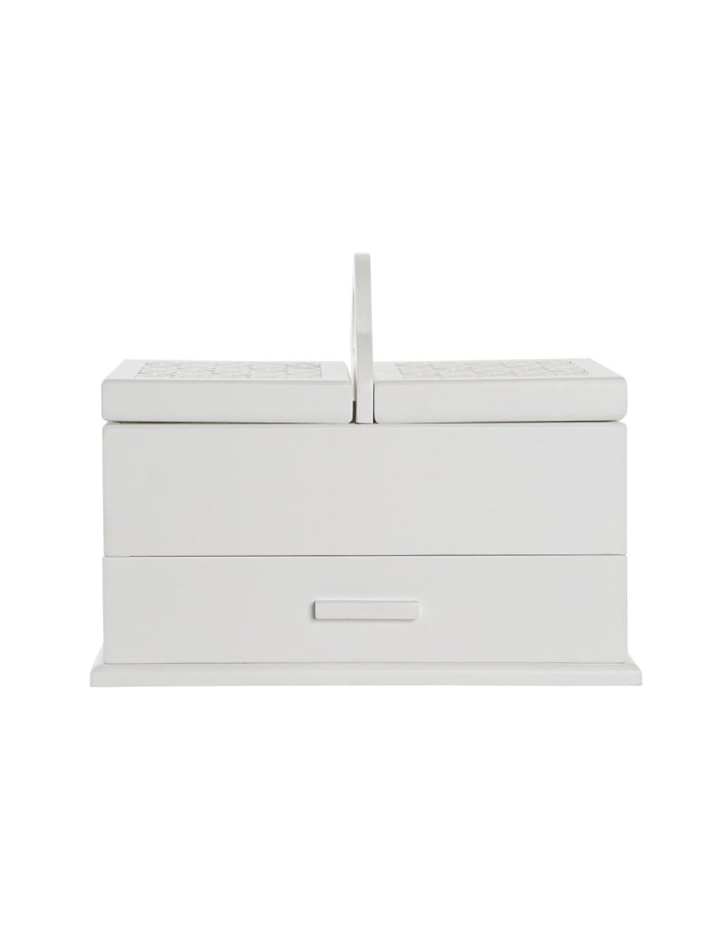 Box-Schmuckkästchen DKD Home Decor Kristall Weiß Elfenbein Holz MDF 30 x 17 x 24 cm