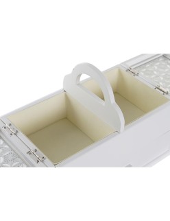 Boîte à bijoux DKD Home Decor Verre Blanc Ivoire Bois MDF 30 x 17 x 24 cm