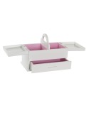 Scatola-Portagioie DKD Home Decor 16 x 17 x 28 cm Bianco Rosa chiaro Legno MDF