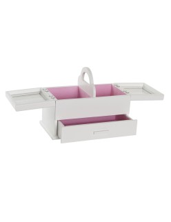 Scatola-Portagioie DKD Home Decor 16 x 17 x 28 cm Bianco Rosa chiaro Legno MDF