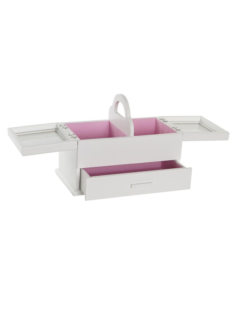 Scatola-Portagioie DKD Home Decor 16 x 17 x 28 cm Bianco Rosa chiaro Legno MDF