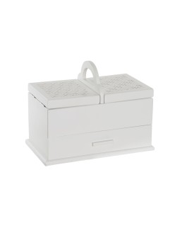 Scatola-Portagioie DKD Home Decor 16 x 17 x 28 cm Bianco Rosa chiaro Legno MDF