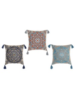 Cushion DKD Home Decor Orange Sky blue Navy Blue Mandala 40 x 10 x 40 cm (3 Pieces)