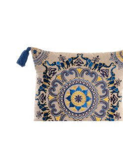 Cushion DKD Home Decor Orange Sky blue Navy Blue Mandala 40 x 10 x 40 cm (3 Pieces)