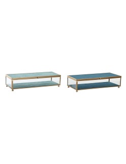 Scatola-Portagioie DKD Home Decor Cristallo Metallo Turchese Blu cielo 25 x 10 x 5 cm (2 Unità)