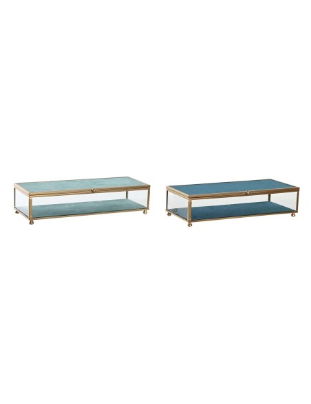 Box-Schmuckkästchen DKD Home Decor Kristall Metall türkis Himmelsblau 25 x 10 x 5 cm (2 Stück) Box-Schmuckkästchen DKD Home Decor Kristall Metall türkis Himmelsblau 25 x 10 x 5 cm (2 Stück)
