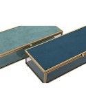 Scatola-Portagioie DKD Home Decor Cristallo Metallo Turchese Blu cielo 25 x 10 x 5 cm (2 Unità)