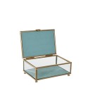 Scatola-Portagioie DKD Home Decor 15 x 10 x 6 cm Cristallo Turchese Blu cielo Ferro (2 Unità)