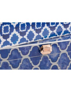 Scatola-Portagioie DKD Home Decor Azzurro Blu Marino Legno 24 x 20 x 8 cm (2 Unità)