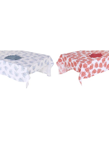 Tovaglia e tovaglioli DKD Home Decor 150 x 250 x 0,5 cm Azzurro Fucsia Bianco (2 Unità)