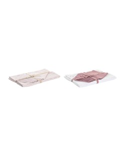 Tovaglia e tovaglioli DKD Home Decor 150 x 250 x 0,5 cm Rosa Bianco (2 Unità)