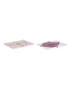 Tovaglia e tovaglioli DKD Home Decor 150 x 150 x 0,5 cm Rosa Bianco (2 Unità)