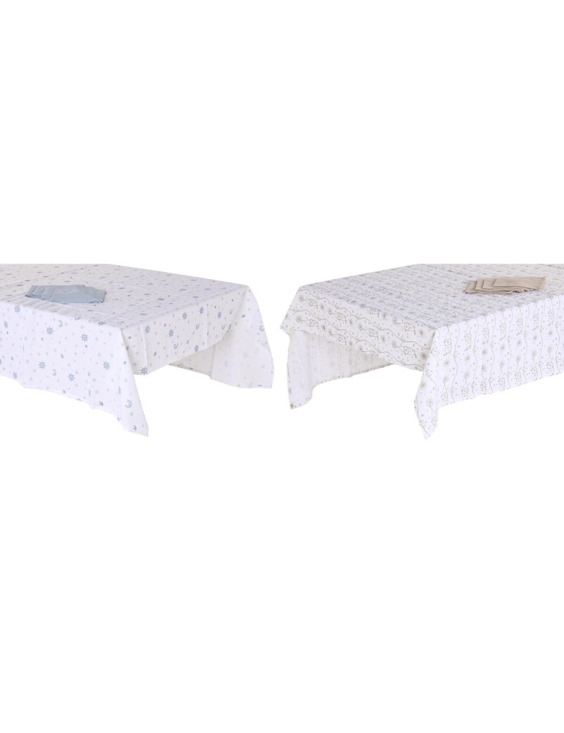 Tovaglia e tovaglioli DKD Home Decor 150 x 150 x 0,5 cm Azzurro Marrone Bianco (2 Unità)