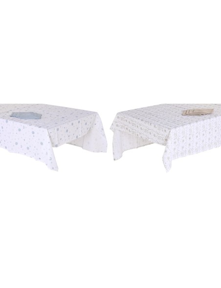 Tovaglia e tovaglioli DKD Home Decor 150 x 150 x 0,5 cm Azzurro Marrone Bianco (2 Unità)