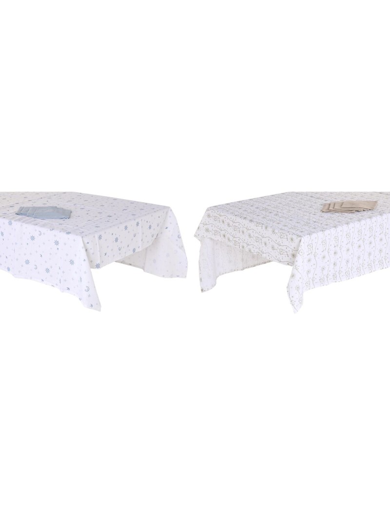 Tovaglia e tovaglioli DKD Home Decor 150 x 250 x 0,5 cm Azzurro Marrone Bianco (2 Unità)