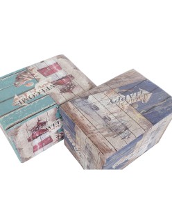 Scatola Multiuso DKD Home Decor 59 x 40 x 40 cm Poliuretano Multicolore Cartone Mediterraneo (2 Unità)