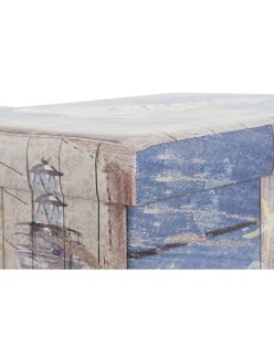 Scatola Multiuso DKD Home Decor 59 x 40 x 40 cm Poliuretano Multicolore Cartone Mediterraneo (2 Unità)