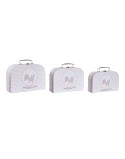 Set di Scatole Decorative DKD Home Decor 28 x 9,5 x 20 cm Rosa Metallo Multicolore Cartone
