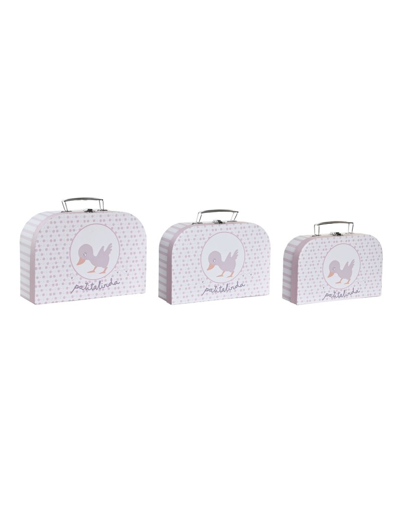 Set di Scatole Decorative DKD Home Decor 28 x 9,5 x 20 cm Rosa Metallo Multicolore Cartone