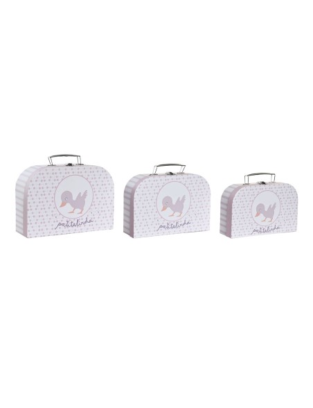 Set di Scatole Decorative DKD Home Decor 28 x 9,5 x 20 cm Rosa Metallo Multicolore Cartone Set di Scatole Decorative DKD Home Decor 28 x 9,5 x 20 cm Rosa Metallo Multicolore Cartone