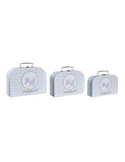 Set di Scatole Decorative DKD Home Decor 28 x 9,5 x 20 cm Azzurro Metallo Multicolore Cartone