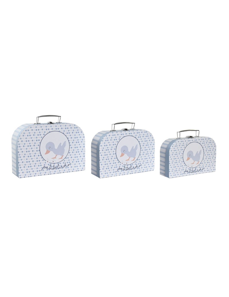 Set di Scatole Decorative DKD Home Decor 28 x 9,5 x 20 cm Azzurro Metallo Multicolore Cartone