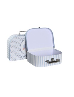 Set di Scatole Decorative DKD Home Decor 28 x 9,5 x 20 cm Azzurro Metallo Multicolore Cartone