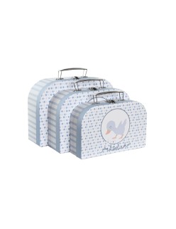 Set di Scatole Decorative DKD Home Decor 28 x 9,5 x 20 cm Azzurro Metallo Multicolore Cartone