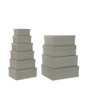 Set di Scatole per Sistemare Impilabili DKD Home Decor Pois Grigio Bianco Cartone (43,5 x 33,5 x 15,5 cm)