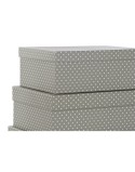 Set di Scatole per Sistemare Impilabili DKD Home Decor Pois Grigio Bianco Cartone (43,5 x 33,5 x 15,5 cm)