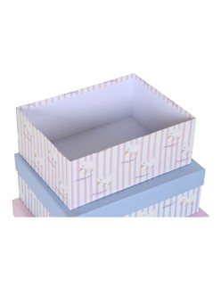 Set di Scatole per Sistemare Impilabili DKD Home Decor Azzurro Rosa Cartone (43,5 x 33,5 x 15,5 cm)