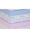 Jeu de Caisses de Rangement Empilables DKD Home Decor Bleu Rose Carton (43,5 x 33,5 x 15,5 cm)