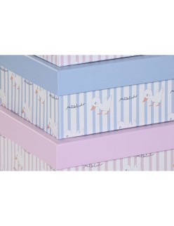Set di Scatole per Sistemare Impilabili DKD Home Decor Azzurro Rosa Cartone (43,5 x 33,5 x 15,5 cm)