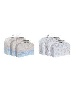 Set di Scatole Decorative DKD Home Decor Multicolore Metallo Cartone 28 x 9,5 x 20 cm (2 Unità)