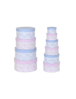 Set di Scatole per Sistemare Impilabili DKD Home Decor Azzurro Rosa Cartone (37,5 x 37,5 x 18 cm)