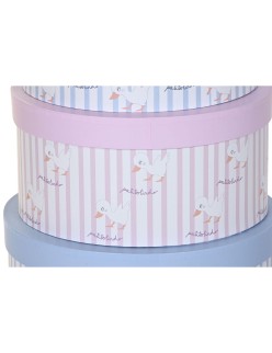 Set di Scatole per Sistemare Impilabili DKD Home Decor Azzurro Rosa Cartone (37,5 x 37,5 x 18 cm)