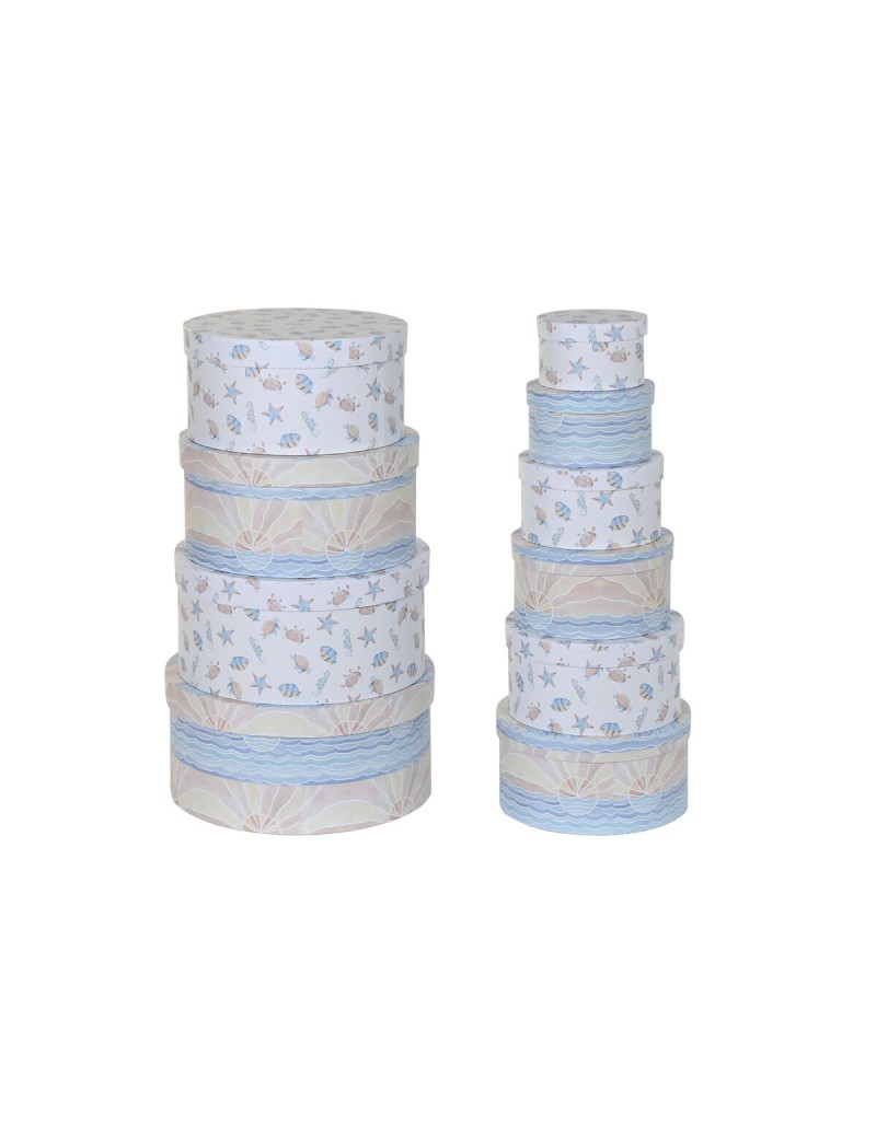 Set di Scatole per Sistemare Impilabili DKD Home Decor Per bambini Multicolore Cartone (37,5 x 37,5 x 18 cm)