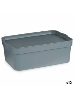 Scatola portaoggetti con coperchio Kipit TP593-2 Grigio Plastica 6 L 21,5 x 11 x 32 cm (12 Unità)