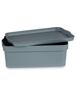 Scatola portaoggetti con coperchio Kipit TP593-2 Grigio Plastica 6 L 21,5 x 11 x 32 cm (12 Unità)